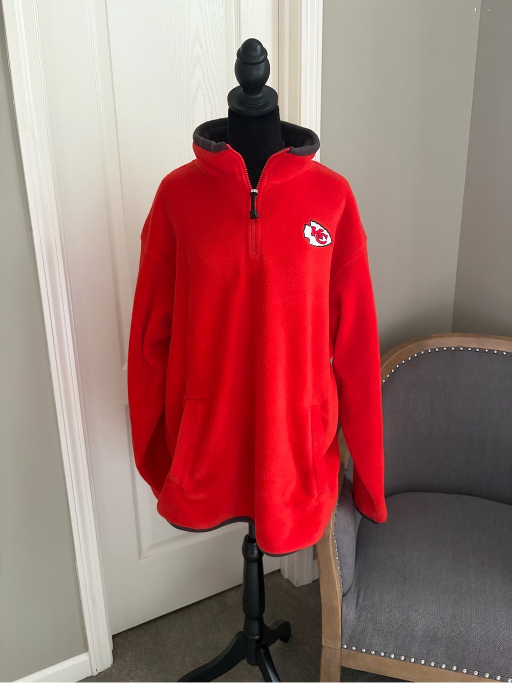 Reebok Red Quarter-Zip Fleece Pullover Kansas City Cheifs